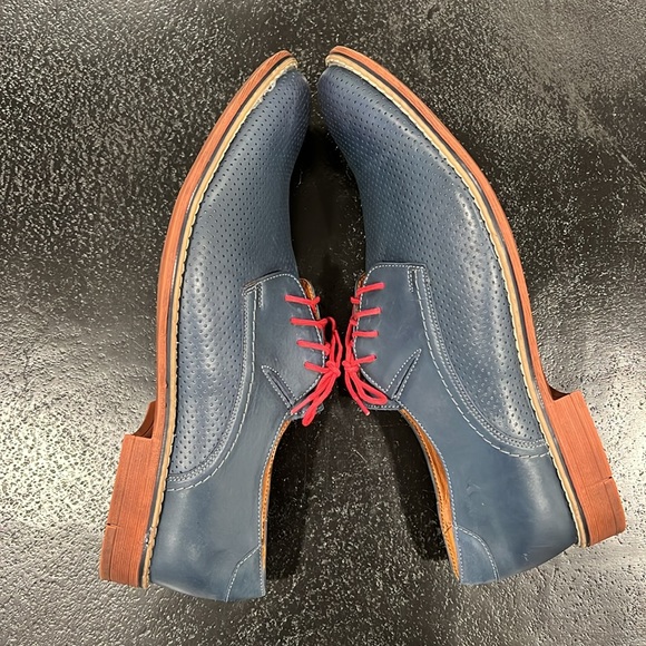V Italia Men’s Blue Perforated Leather Lace Up Shoes Size 44 - Picture 6 of 12